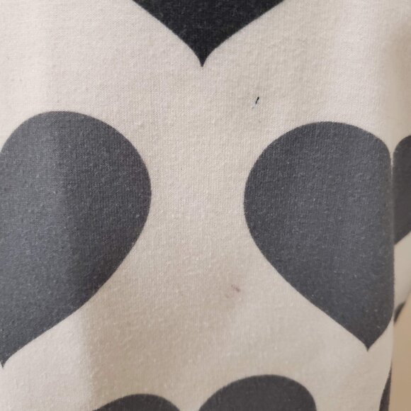 Pearl Studded Black Grey Hearts Love White Short Sleeve Top by ORIGINAL - Picture 5 of 8